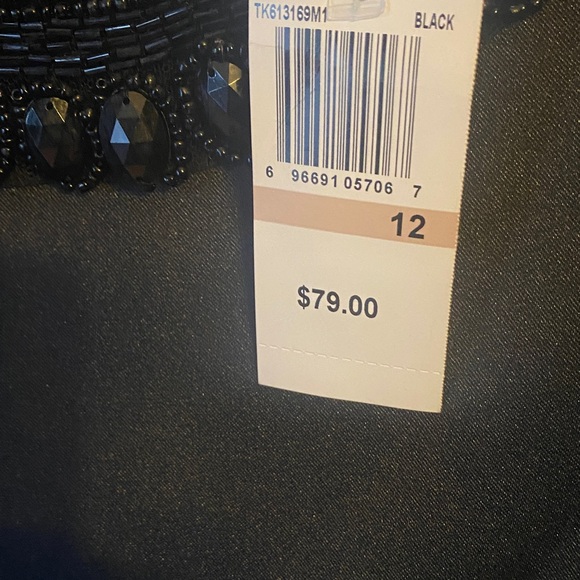 Connected Apparel Black Dress with Embellished Neckline - Picture 2 of 7